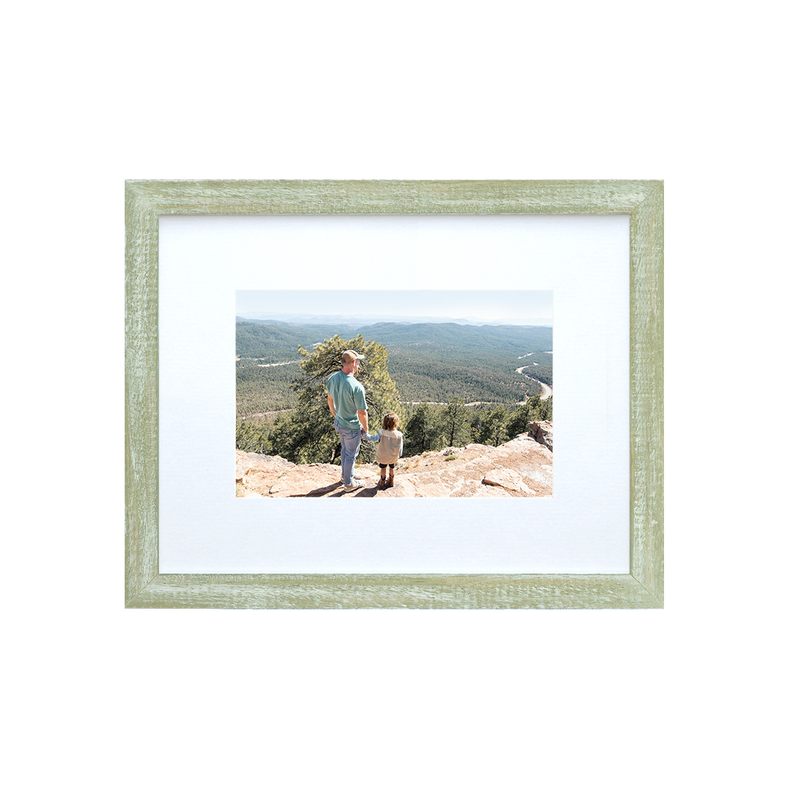 current frame - distressed green