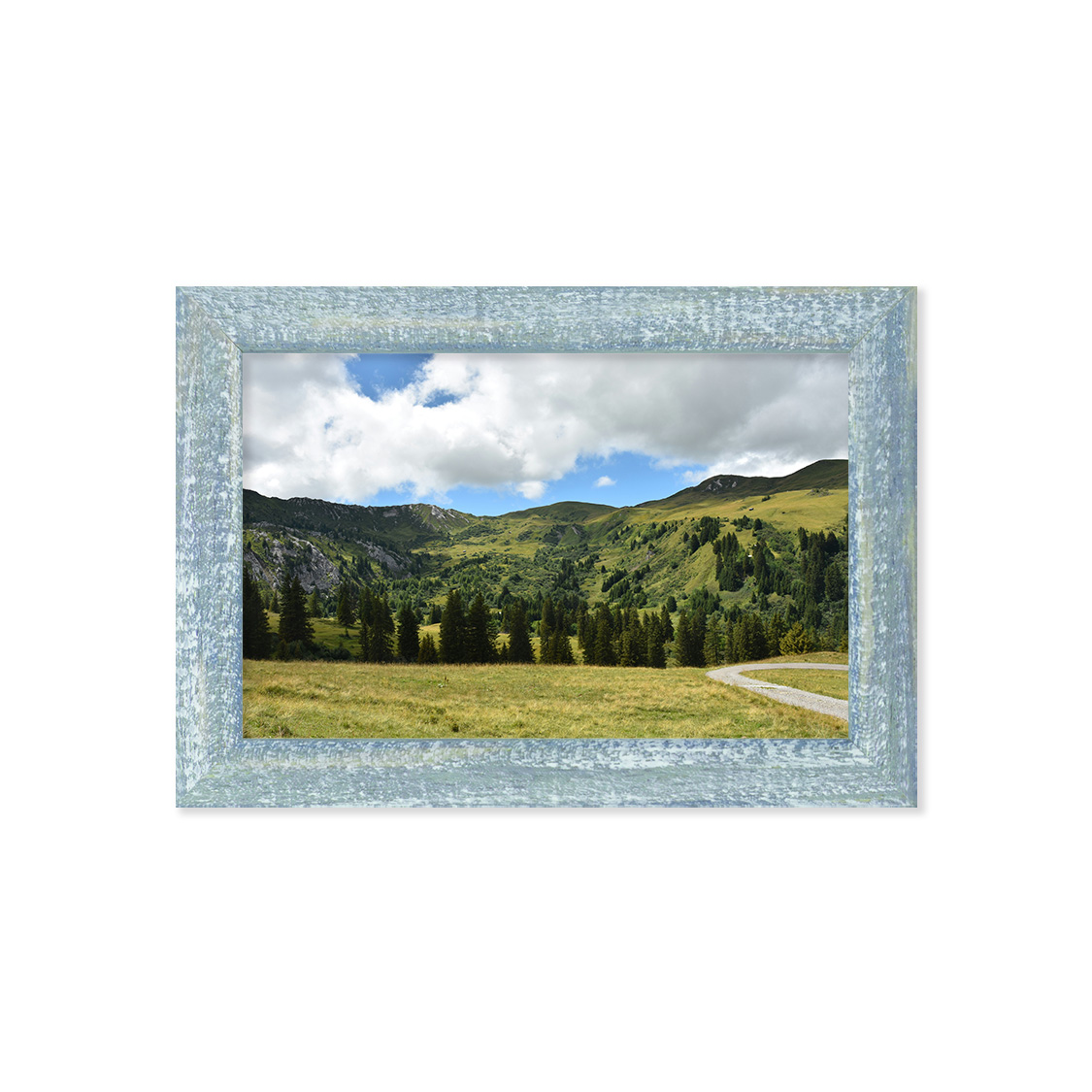 coral frame - distressed blue