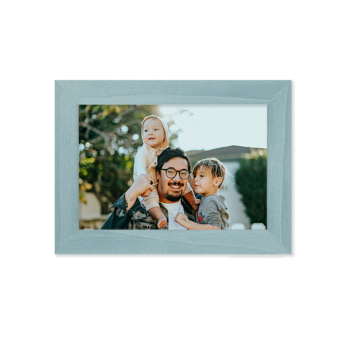 orchid frame - sky blue wood