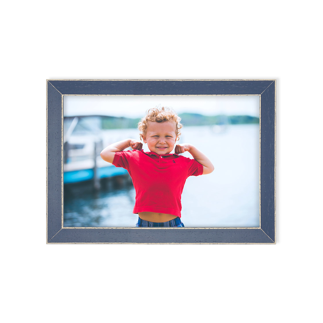 crescent frame - distressed blue