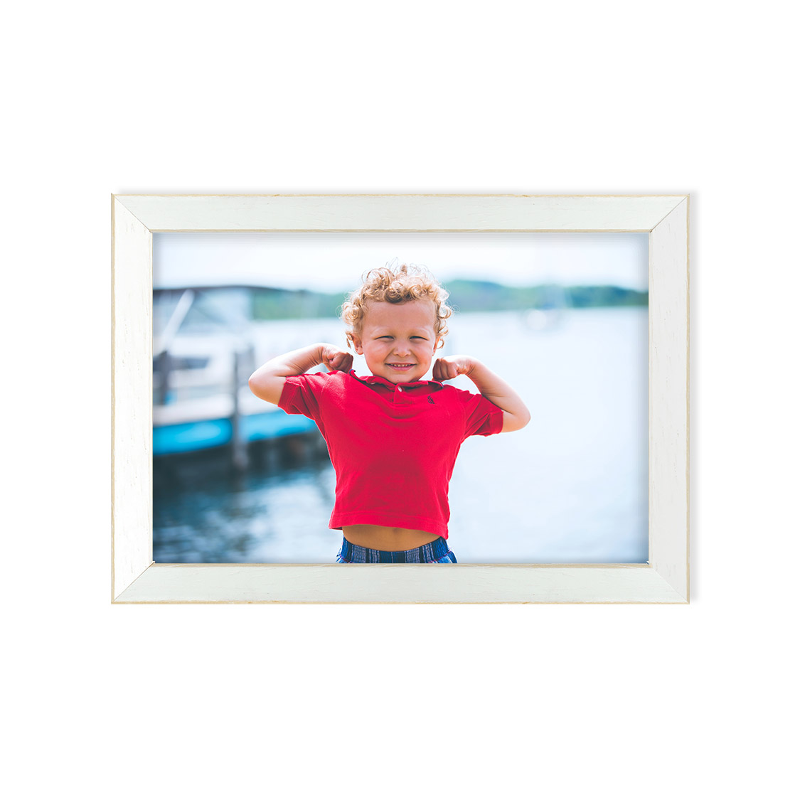 crescent frame - distressed white