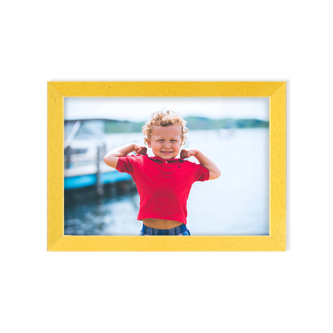 crescent frame - distressed yellow