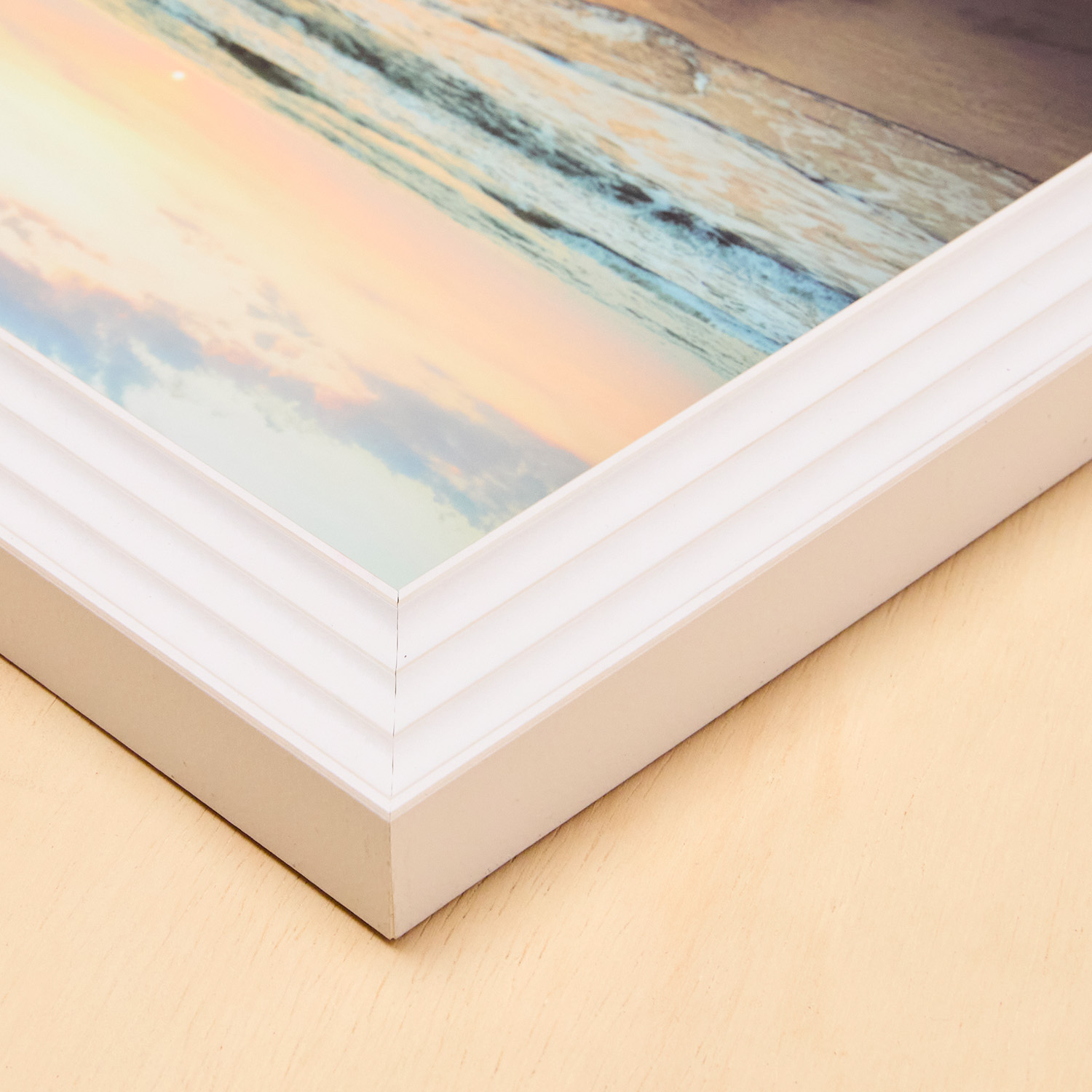 Matinee White With Stripes frame in a room setting