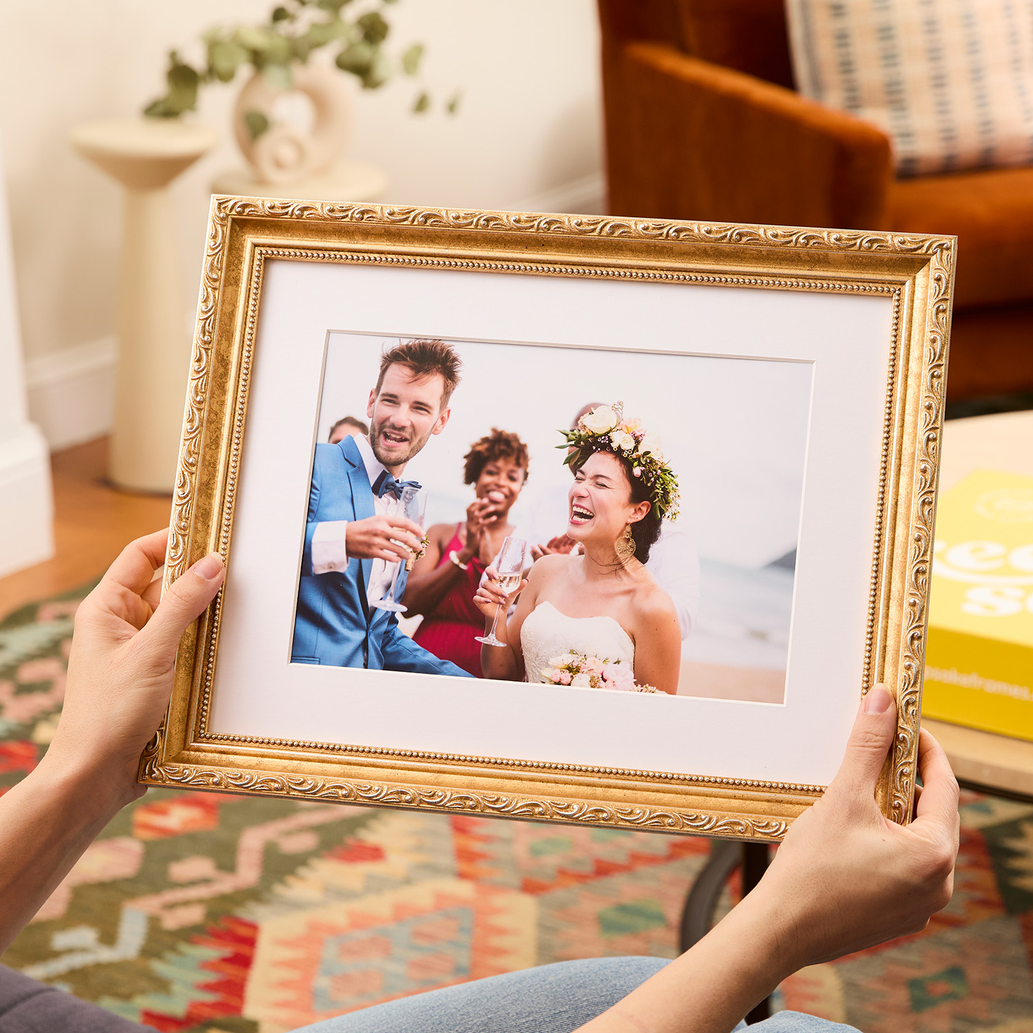 Ophelia Ornate Gold frame in a room setting